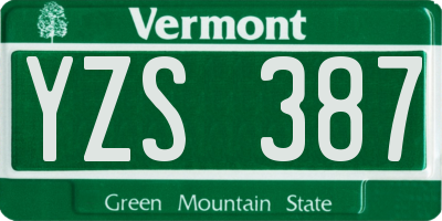 VT license plate YZS387