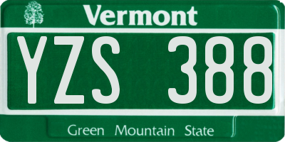 VT license plate YZS388