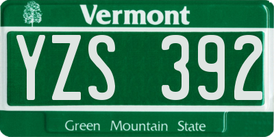 VT license plate YZS392