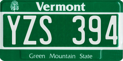 VT license plate YZS394