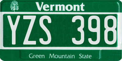 VT license plate YZS398