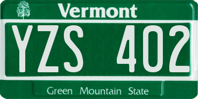 VT license plate YZS402