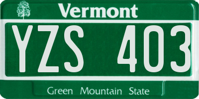 VT license plate YZS403