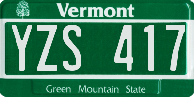 VT license plate YZS417