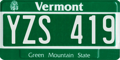 VT license plate YZS419