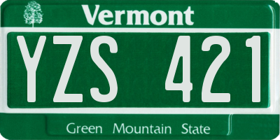 VT license plate YZS421