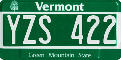 VT license plate YZS422
