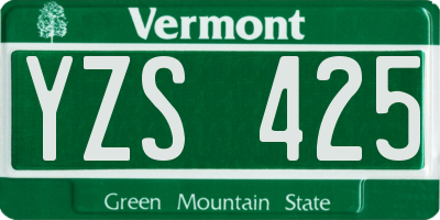 VT license plate YZS425
