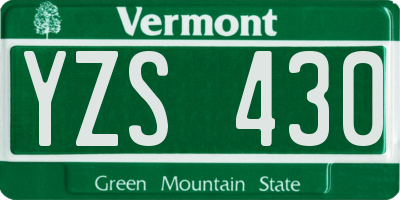 VT license plate YZS430