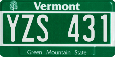 VT license plate YZS431