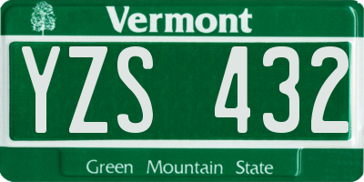 VT license plate YZS432
