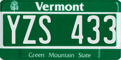 VT license plate YZS433