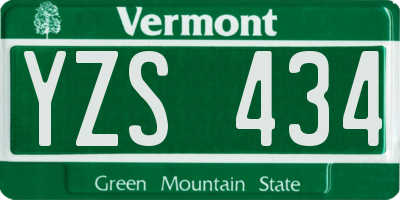 VT license plate YZS434