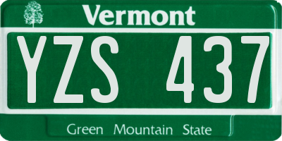 VT license plate YZS437