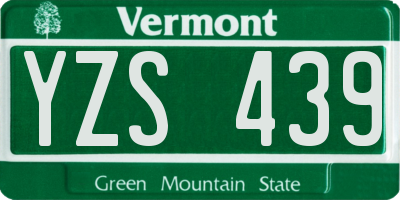 VT license plate YZS439