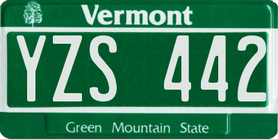 VT license plate YZS442
