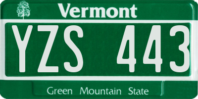 VT license plate YZS443