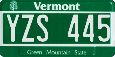 VT license plate YZS445