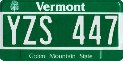 VT license plate YZS447