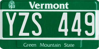 VT license plate YZS449