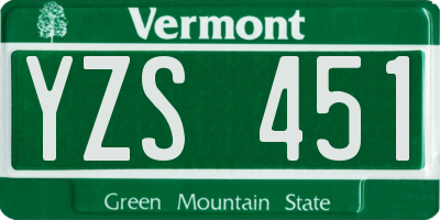 VT license plate YZS451