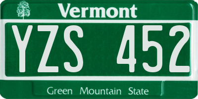 VT license plate YZS452