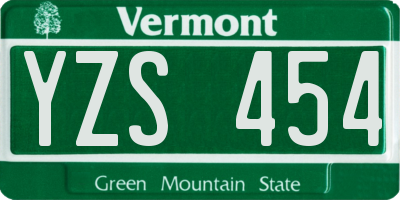 VT license plate YZS454