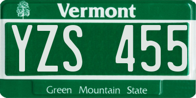 VT license plate YZS455