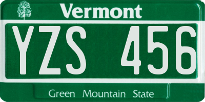 VT license plate YZS456