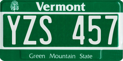 VT license plate YZS457