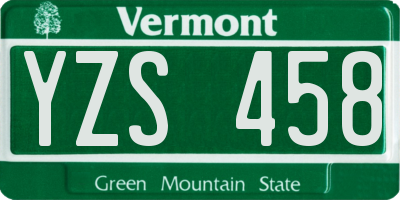 VT license plate YZS458