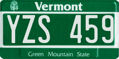 VT license plate YZS459