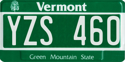 VT license plate YZS460