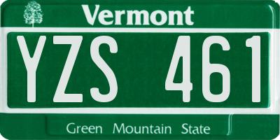 VT license plate YZS461