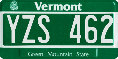 VT license plate YZS462