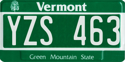 VT license plate YZS463