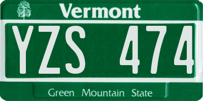 VT license plate YZS474