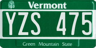 VT license plate YZS475