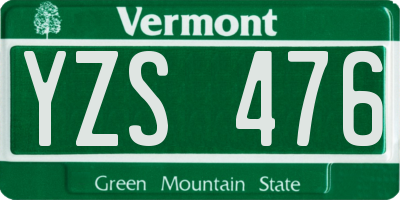 VT license plate YZS476