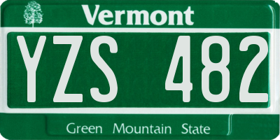 VT license plate YZS482