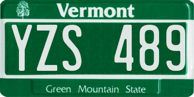 VT license plate YZS489