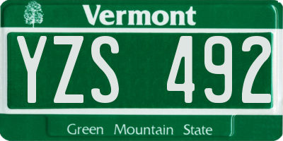 VT license plate YZS492