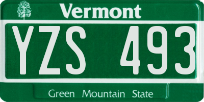 VT license plate YZS493
