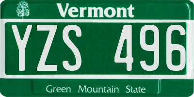 VT license plate YZS496