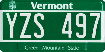 VT license plate YZS497