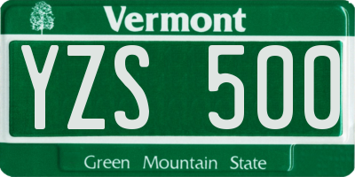 VT license plate YZS500