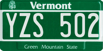 VT license plate YZS502