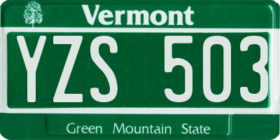 VT license plate YZS503