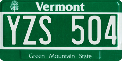 VT license plate YZS504