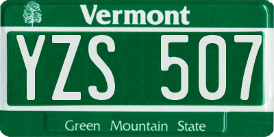 VT license plate YZS507